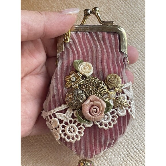 VTG Victorian-Style Coin Purse Bag Katherine’s Collection Burgundy 4"x2.5" W Tag - Picture 5 of 12